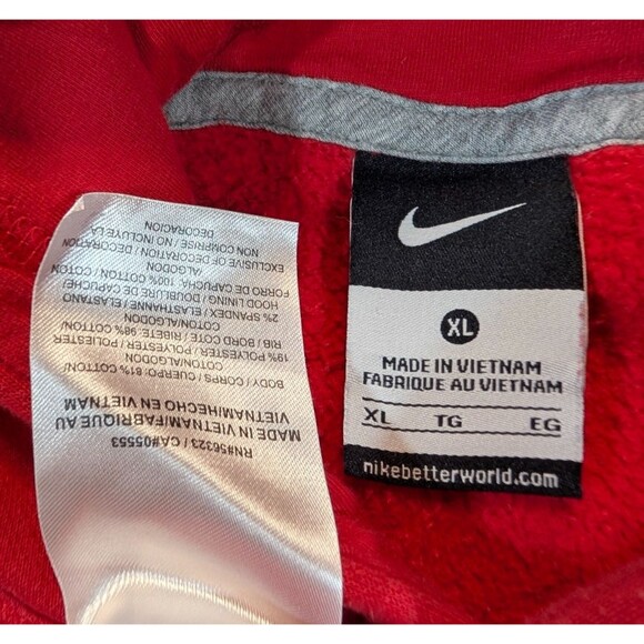 Vintage Nike Center Check Swoosh Mens XL Hoodie Red Sweater Sweatshirt Y2K - Picture 4 of 7